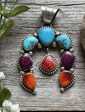 Load image into Gallery viewer, Navajo Sterling Silver Multi Stone Turquoise Spiny Oyster Pendant Augustine L