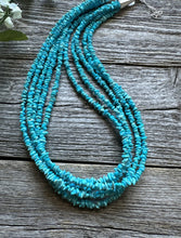 Load image into Gallery viewer, Southwestern Sterling Silver Blue Turquoise Multi Strand Bead Necklace. 20 inch