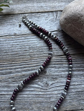 Load image into Gallery viewer, Southwestern Sterling Silver Purple Spiny Oyster Pearls Bead Necklace 18 inch