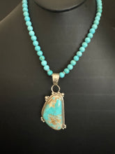 Load image into Gallery viewer, Navajo sterling silver royston turquoise pendant necklace