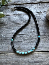 Load image into Gallery viewer, Southwestern 925 Sterling Silver Black Onyx Turquoise Bead Necklace 18 Inch