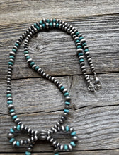 Load image into Gallery viewer, Bow Sterling Silver Multi Graduated Turquoise Pearls Bead Necklace. 24 inch Gift