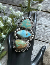Load image into Gallery viewer, Native American Sterling Silver Royston Turquoise Adjustable Ring. C Yazzie