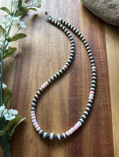Load image into Gallery viewer, Southwestern Sterling Silver Pink Conch W Pearls Bead Necklace 18 inch Gift