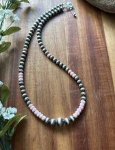 Load image into Gallery viewer, Southwestern Sterling Silver Pink Conch W Pearls Bead Necklace 18 inch Gift