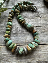 Load image into Gallery viewer, Sterling Silver Green Turquoise Nuggets Bead Necklace. 18 inch