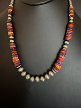 Load image into Gallery viewer, Sterling silver purple orange spiny oyster necklace 22 inch