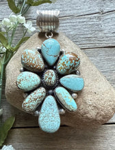 Load image into Gallery viewer, Navajo Sterling Silver Number 8 Turquoise Cluster Pendant. C Yazzie