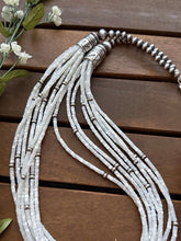Load image into Gallery viewer, Sterling Silver Multi Strand MOP Mother Of Pearl Bead Necklace 26 inch