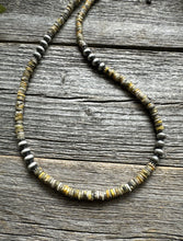 Load image into Gallery viewer, Sterling Silver Bumblebee Jasper W 6mm Pearls Bead Necklace. 18 inch