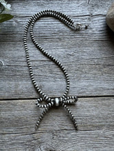 Load image into Gallery viewer, Bow Sterling Silver 4mm Pearls Bead Necklace. 18 Inch. Gift