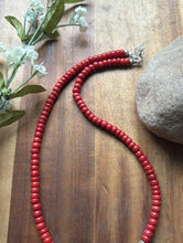 Load image into Gallery viewer, Sterling Silver Red Coral Turquoise Nuggets Bead Necklace 18 inch