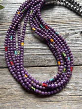 Load image into Gallery viewer, Sterling Silver Multi Strand Stone Purple Pearls Bead Necklace. 24 inch