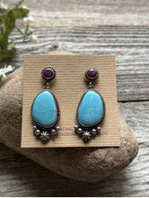 Load image into Gallery viewer, Navajo Sterling Silver Turquoise Purple Spiny Oyster Earrings LY
