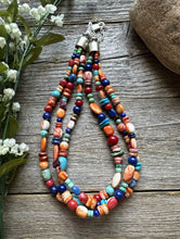 Load image into Gallery viewer, Sterling Silver Multi Strand Multi Stone Bead Necklace. 16 inch