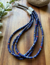 Load image into Gallery viewer, Sterling Silver Multi Strand Stone Lapis Pearls Bead Necklace 24 Inch Navajo RD