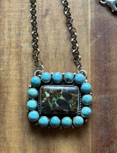 Load image into Gallery viewer, Navajo Sterling Silver Black Jack Turquoise Cluster Chain Lariat Necklace CY