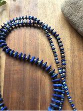Load image into Gallery viewer, Long Sterling Silver Graduated Blue Lapis Turquoise Bead Necklace. 36 inch