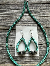 Load image into Gallery viewer, Sterling Silver Blue Turquoise Bead Necklace W Earrings Set. Gift 18 Inch