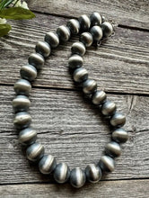 Load image into Gallery viewer, 16mm 22 Inch 925 Sterling Silver Oxidized Pearls Bead Necklace Southwestern