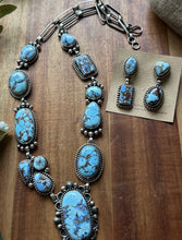 Load image into Gallery viewer, Navajo Sterling Silver Golden Hill Turquoise Chain Lariat Necklace Mary Ellen
