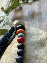 Load image into Gallery viewer, Sterling Silver Multi Strand Stone Lapis Pearls Bead Necklace 26 Inch Navajo RD