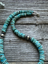 Load image into Gallery viewer, Southwestern Sterling Silver Blue Turquoise Bead Necklace. 18 inch