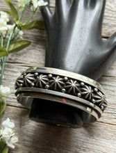 Load image into Gallery viewer, Navajo Native American Sterling Silver Star Stacker Cuff Bracelet H Happy Piasso