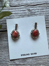Load image into Gallery viewer, Navajo 925 Sterling Silver Red Spiny Oyster Handmade Earrings
