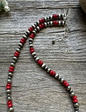 Load image into Gallery viewer, Sterling Silver Red Coral W 6mm 4mm Pearls Bead Necklace 18 inch