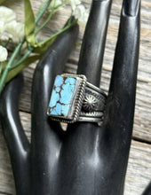 Load image into Gallery viewer, Native American Sterling Silver Golden Hill Turquoise Ring Size 7.5 A Jake