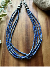 Load image into Gallery viewer, Sterling Silver Multi Strand Lapis Pearls Bead Necklace 23 inch Gift