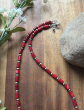 Load image into Gallery viewer, Southwestern Sterling Silver Red Coral W Pearls Bead Necklace 18 inch Gift
