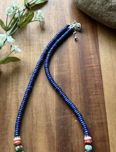 Load image into Gallery viewer, Sterling Silver Lapis Multi Stone Bead Necklace. 18 inch. Gift