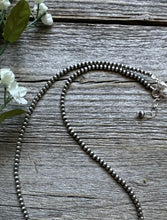 Load image into Gallery viewer, 3mm 14 Inch 925 Sterling Silver Oxidized Pearls Bead Necklace Southwestern