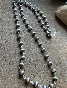 Sterling Silver 10mm Pearls Rosary Bead Necklace. 20 Inch.