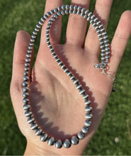 Load image into Gallery viewer, Graduated 925 Sterling Silver Pearls 4mm-8mm Bead Necklace 22 Inch