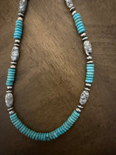 Load image into Gallery viewer, Sterling silver  turquoise wb turquoise bead necklace 18 inch