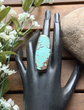 Load image into Gallery viewer, Navajo Native Sterling Silver Number 8 Turquoise Adjustable Ring Leslie Nez Gift