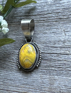 Navajo Sterling Silver Yellow Bumblebee Jasper Pendant RB