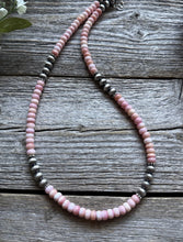 Load image into Gallery viewer, Southwestern Sterling Silver Pink Conch 6mm Pearls Bead Necklace 18 Inch