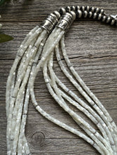 Load image into Gallery viewer, Sterling Silver Multi Strand Mother of Pearl Bead Necklace. 24 inch