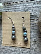Load image into Gallery viewer, Sterling Silver Blue Larimar W Pearls Bead Drop Earrings. 2 Inch