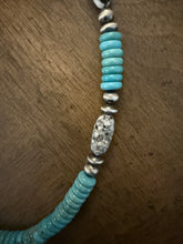 Load image into Gallery viewer, Sterling silver  turquoise wb turquoise bead necklace 18 inch