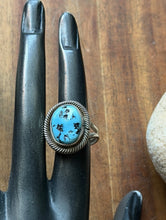 Load image into Gallery viewer, Vintage Old Pawn Navajo Sterling Silver Blue Turquoise Ring Size 7.5