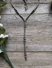 Load image into Gallery viewer, Sterling Silver Multi Graduated W Pearls Bead Lariat Y Necklace. 26 inch