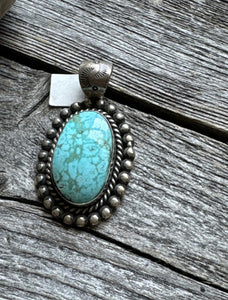 Navajo Sterling Silver Turquoise Pendant. Elouise Richards