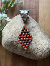 Load image into Gallery viewer, Navajo Sterling Silver Red Coral Cluster Pendant P Johnson