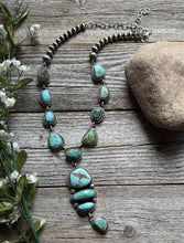 Load image into Gallery viewer, Navajo Sterling Silver Royston Turquoise Chain Lariat Bead Necklace K Yazzie