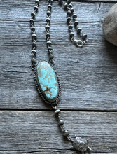 Load image into Gallery viewer, Navajo 925 Sterling Silver Royston Turquoise Pendant Rosary Necklace. 31 Inch KY